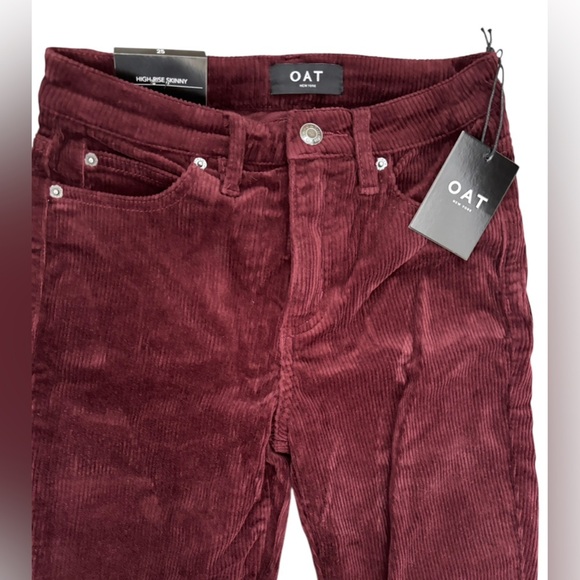 NWT Oat NY Burgundy Corduroy High Rise Skinny Jeans with Stretch size 25 - Picture 4 of 7